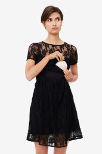 Black lace nursing dress with underdress